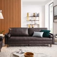thumbnail image 3 of Maklaine 88" Modern Style Leather and Dense Foam Sofa in Brown Finish, 3 of 8