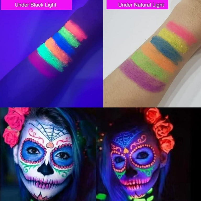 Anyi 12 pack glow in the dark paint, glow in the dark face body paint glow  sticks makeup face painting kits for kids adult, neon f