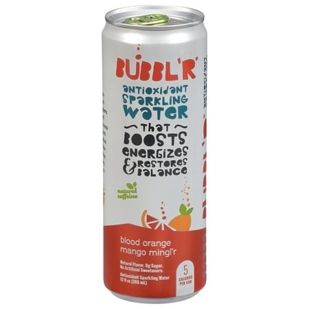 BUBBL'R Antioxidant Sparkling Water, blood orange mango mingl'r, 12 fl oz Can