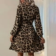 thumbnail image 3 of MORTTIC Women's Elegant V-Neck Leopard Print Dress - Long Sleeve Belted Fit & Flare Dress for Spring/Summer, 3 of 4