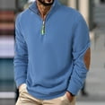 thumbnail image 2 of GuangCheng George Sweatshirt for Men,Textured,Half Zip,Pullover,Elbow Patch Detail,Casual Warm Thick Tops,Sky Blue,Size S, 2 of 6