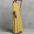 thumbnail image 4 of Gamivast Dresses for Women Off Shoulder Lantern Sleeve Loose Fit Maxi Dress Floral Embroidered Detail Flowy Flattering Elegant Vacation Party Spring Dresses, 4 of 5
