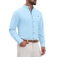 thumbnail image 4 of INSPIRE CHIC Men's Stand Collar Long Sleeves Button Down Solid Color Linen Business Shirt S Light Blue, 4 of 6