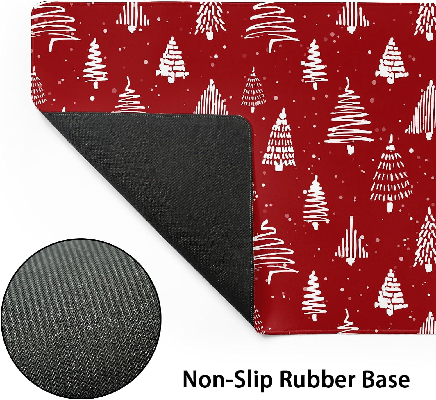 Red Christmas Mouse Pad Christmas Tree Xmas Holiday Winter Extended Desk Mat 90X40 CM Non-Slip Rubber Base Stitched Edge Large XXL Mousepad for Gaming Laptop Computer Desktop 35.4×15.7 Inch