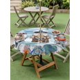thumbnail image 4 of Outdoor Tablecloth with Umbrella Hole for Patio/Picnic/Party/Camping, Summer Gnomes Nautical Waterproof Table Cloth Round Cover Washable, Blue Coastal Vintage Wooden (Dia 60"), 4 of 8