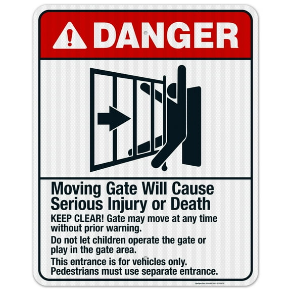 Moving Gate Will Cause Serious Injury Or Death Keep Clear Sign, ANSI Danger Sign,
