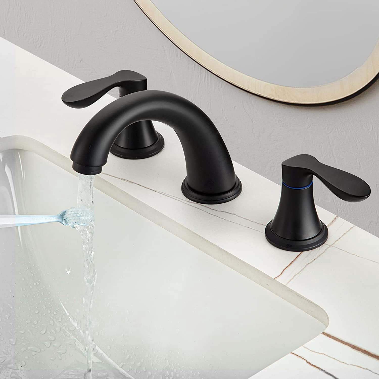 Accreate 8 Inch Bathroom Faucets for Sink 3 Hole with Pop up Drain and cUPC Lead-Free Hose