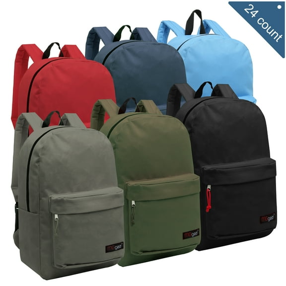 Mggear Black, Gray, Olive, Navy, Red, and Blue Set of 24 Basic School Backpacks