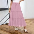 thumbnail image 6 of qucoqpe Womens Summer Pleated Flowy Maxi Skirt Fashion Casual Solid Color A Line Beach Long Skirts, 6 of 6