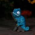 thumbnail image 2 of Solar Garden Decor Chameleon Figurine | Lawn and Yard Decorations | Outdoor LED Animal Figure | Light Up Decorative Statue Accents Patio, Balcony, Deck | Great Housewarming Gift Idea (Blue, 1 Pack), 2 of 3