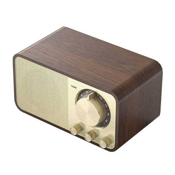 ESULOMP Retro Bluetooth Speaker Wooden Bluetooth Audio Subwoofer Stereo Plug-in Radio