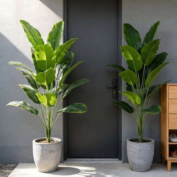 Large Artificial Banana Tree – 80cm/88cm Faux Tropical Plant with 18/24 Leaves – Realistic Plastic Monstera & Palm Style for Home, Office, and Outdoor Garden Decor