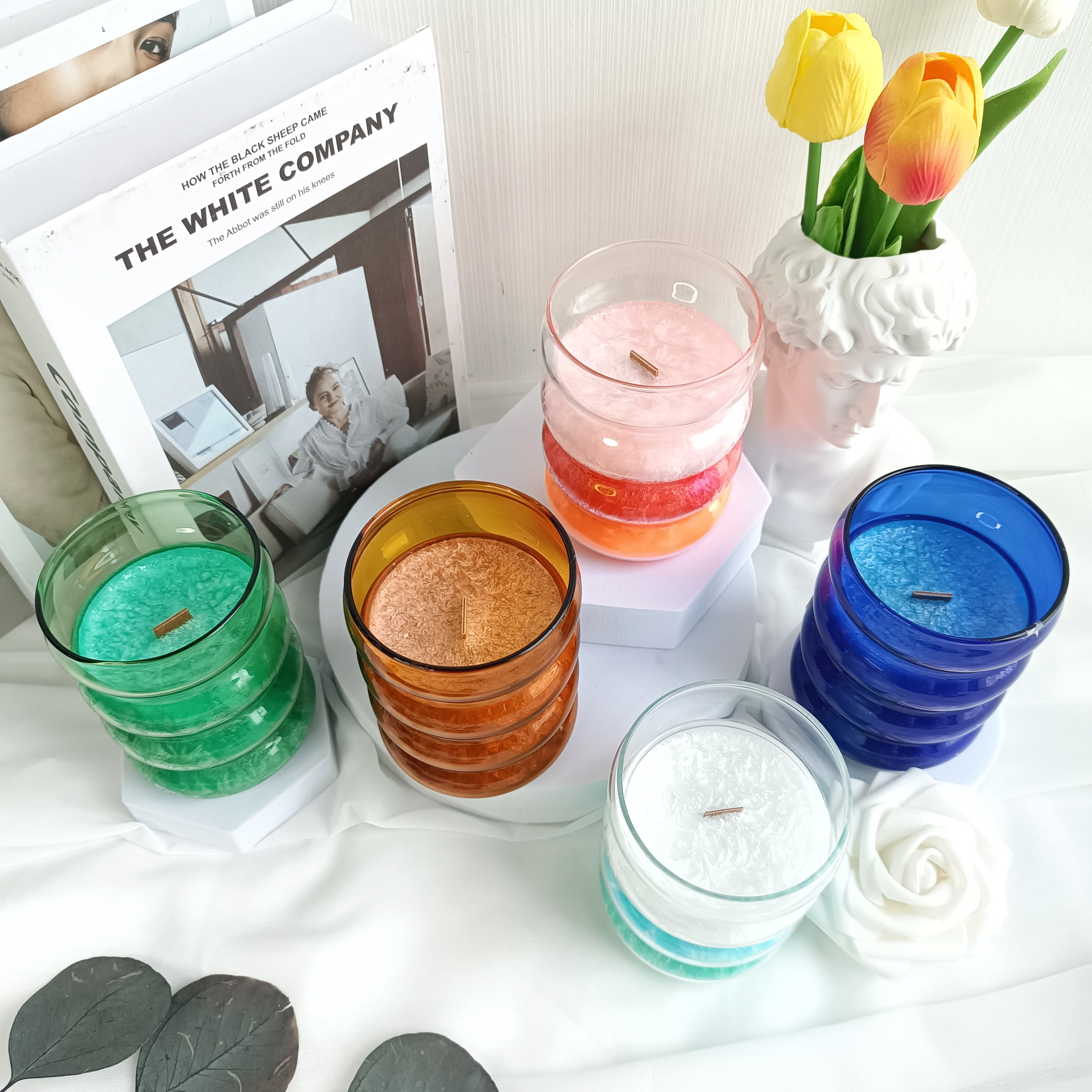 Violet Scented Home Candles - Jar Candles 8.4 oz - Wooden Wick Candles - Candles Gifts for Women - Aromatherapy Candles