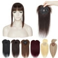 thumbnail image 1 of MY-LADY Hair Toppers for Women Real Human Hair with Bangs 3 Clip In Remy Topper Hairpiece for Thin Hair Natural Looking Hair Extensions 12inch #02 Dark Brown, 1 of 8