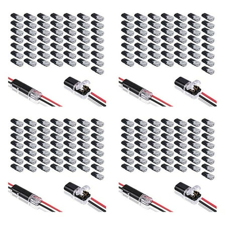 200PCS Double-Wire Plug-In Connector with Locking Buckle,Pluggable Connectors 2Pin 2 Way Universal Compact Wire Terminal