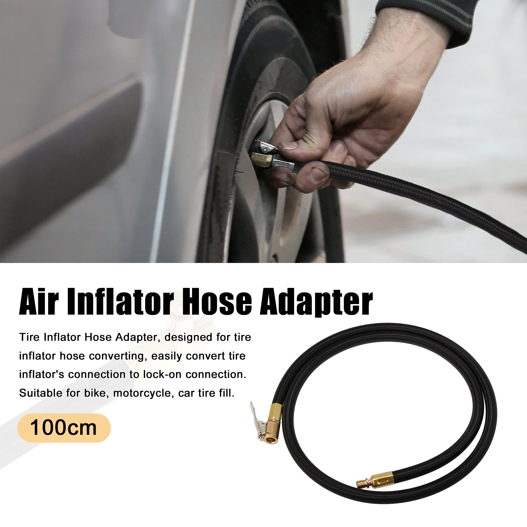 Unique Bargains Copper Nylon Tire Valve Air Chuck Inflator Car Motorbike 39"