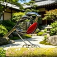 thumbnail image 2 of Handmade Metal Robin Bird Garden Sculpture, Silver, Outdoor, 2 of 7