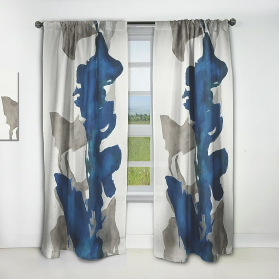 Designart 'Gouache Blue Sapphire on Gray VI' Modern Curtain Panel