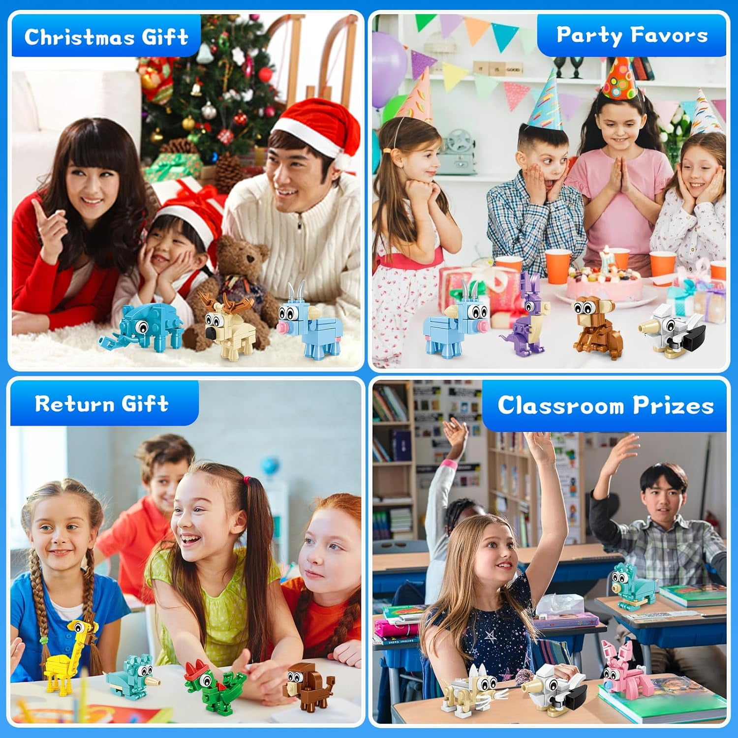 Building Sets 24 Packs Party Favors for Kids, 3 in 1, 72 Kinds of Transformable Animal Building Block Toy, Goodie Bag Stuffers, Classroom Student Prizes Easter Birthday Gifts for Kid Age 6+