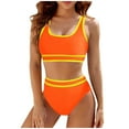 thumbnail image 1 of FhsagQ Womens Swimsuit Sets with Robe Women's High Waisted Bikini Sets Sporty Two Piece Swimsuit Color Block High Cut Bathing Suits Women Swimsuit Sets Plus Orange S, 1 of 5