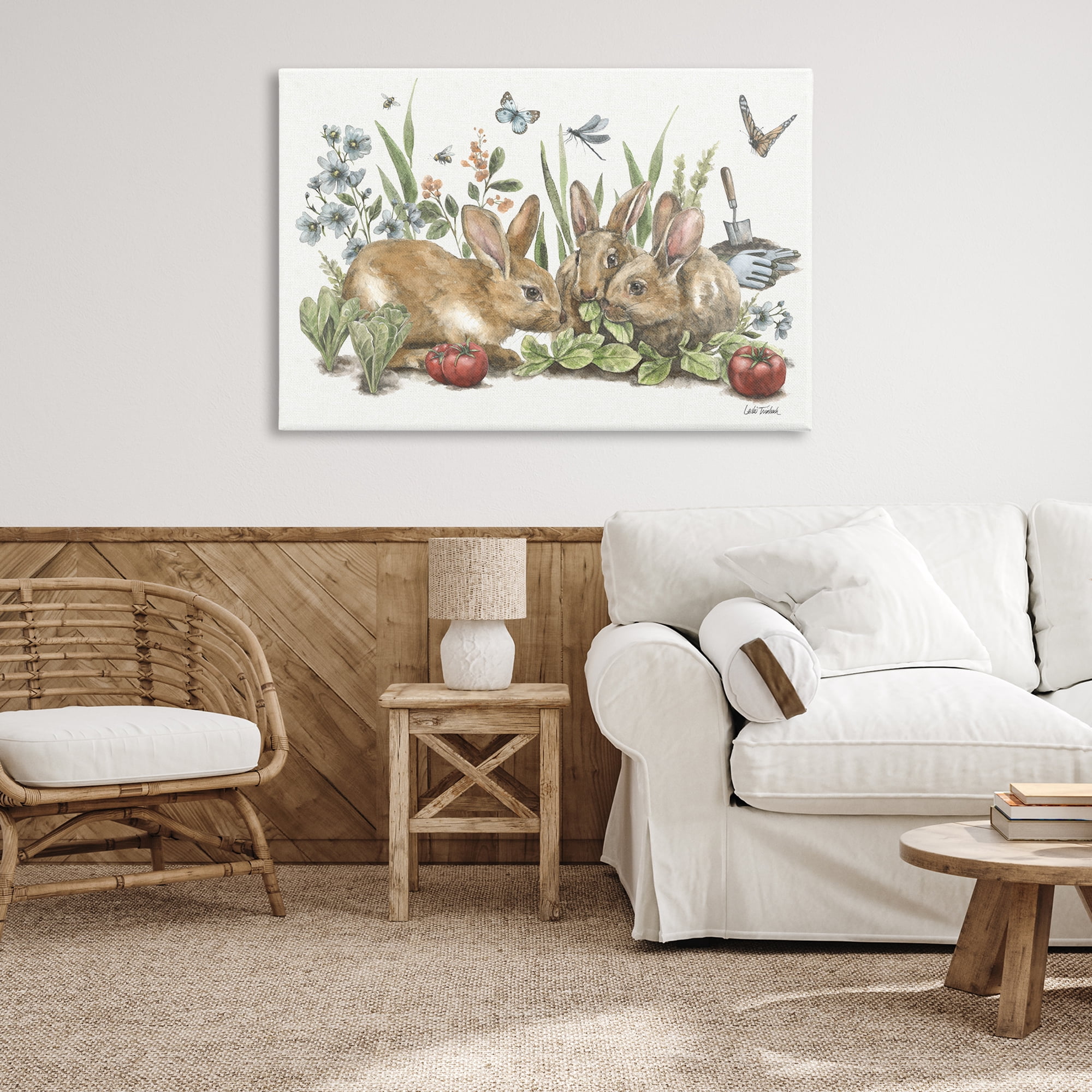 Stupell Industries Garden Patch Scene Botanical & Floral Painting Gallery Wrapped Canvas Art Print Wall Art, 45 x 30