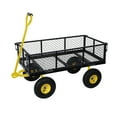 thumbnail image 2 of Heavy Duty Mesh Metal Garden Cart (880LBS Capacity) | Flat-Free Tires Utility Wagon | Removable Sides, Flexible Handle | Ideal for Yard, Garden Hauling (Yellow), 2 of 8