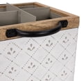 thumbnail image 6 of Northlight 7" White Embossed Square Utensil Storage Box with Wooden Frame, 6 of 7