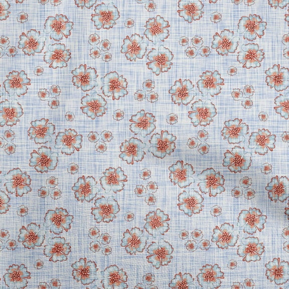 oneOone Polyester Spandex Orange Fabric Florals Craft Projects Decor Fabric Printed By The Yard 56 Inch Wide