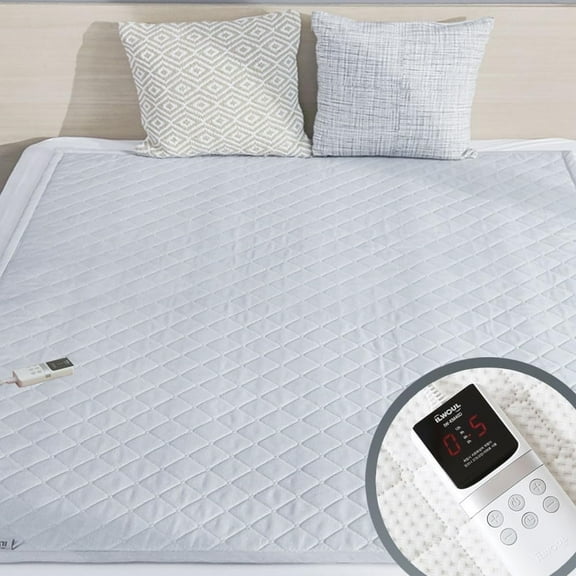 Heated Mattress Pad, Machine Washable, Auto 15 Hours Shut Off, 5 Heating Setting, Radiation Blocking, Wicking AeroSilver Material, Bed Warmer with Dual Controller, UL Listed (Single)