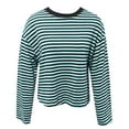 thumbnail image 4 of Bibifish Womens T-shirts casual Long Sleeve drop shoulder Striped T shirts oversized soft crewneck breathable Autumn tee tops for ladies, 4 of 4