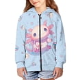 thumbnail image 2 of chaqlin Axolotl Hoodies for Girls 14-16 Trendy Zip up Hoodie Sweatshirt Lightweight Loose Hooded Jacket Causal Long Sleeve Zipper Sweaters with Pockets, 2 of 7