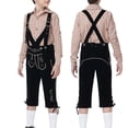 thumbnail image 2 of Trikvn Boys Bavarian Traditional Costume Plaid Long Sleeve Shirt and Suspender Shorts Set with Embroidery Details Classic Lederhosen Outfit for Halloween Party, 2 of 6
