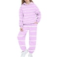 thumbnail image 3 of MKOSPLRT Kids Sweatsuits 2 Piece Set Striped Tracksuits Fleece Hoodies Jogger Sweatpants Baggy Fall Outfits with Pocket 4-15Y, 3 of 6