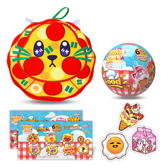 Miraball Surprises Food - Blind Capsule Toy with Expandable Memory Foam Plush & Stickers - Fun Mystery Plush Ball for Kids Collecting, Birthday Gifts, Party Favors & Classroom Rewards