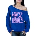 thumbnail image 1 of Awkward Styles Women's I Wear Pink for Someone Special Graphic Off Shoulder Tops Oversized Sweatshirt Breast Cancer Awareness, 1 of 4