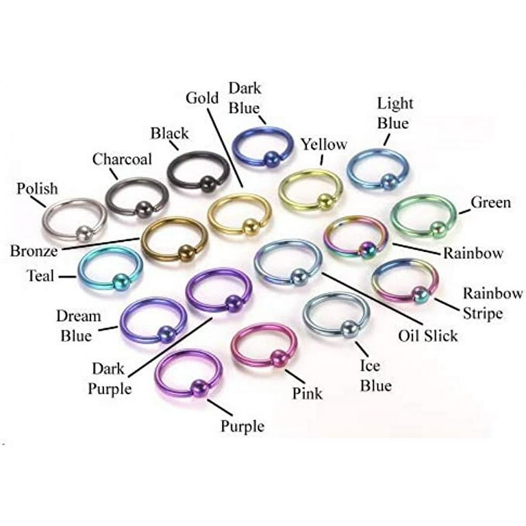 Painful Pleasures 18g Titanium Captive Bead Ring 1mm 18g Oil Slick 8mm 5 16 with 3mm Ball Walmart