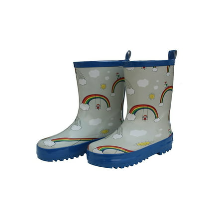 Foxfire Girls Multi Color Rainbow Print Back Handle Rain Boots