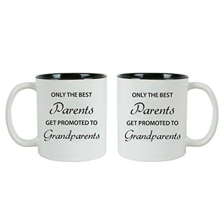 Only the Best Parents Get Promoted to Grandparents Ceramic Coffee Mugs Bundle - Great for Expecting Grandpas, Grandmas for Dad, Grandpa, Grandma, Papa, Wife (Best Grandma And Grandpa Mugs)