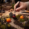 thumbnail image 7 of Halloween Pumpkin Decor, Funny Jack-o'-Lantern Tabletop Figurine with Black Horns, Small Orange Ornament for Shelf,Party and Indoor Home Decorations, 7 of 7