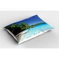 thumbnail image 2 of Ambesonne Island Pillow Sham 2 Pack, Sunny Horizon of Prislin, 30"x20", Turquoise Green Blue, 2 of 3