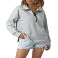 thumbnail image 2 of Sweat à Capuche Décontracté à Manches Longues pour Femmes avec Fermeture Éclair Quart Bleu m, 2 of 8