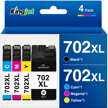 702XL Ink Cartridges for Epson 702 Ink Cartridges for Workforce Pro WF3720 WF3733 WF3730 Printer (Black Cyan Magenta Yellow, 4-Pack)