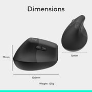 Logitech Lift Ergo Vertical USB Optical Mice, Gray