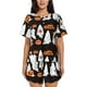 thumbnail image 1 of Fotbe Halloween Ghosts And Pumpkins Conjunto de Pijama Estampado para Mujer, 2 Piezas, Ropa de Dormir con Camiseta de Manga Corta y Shorts Suaves-Small, 1 of 6
