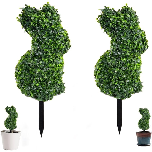 Bunny Easter Decor, Green Artificial Bunny-Shaped Topary Pot, Bunny Outdoor, Easter Rabbit Boxwood Topiaries Plant for Home Front Porch Decor Outside Garden Decor Outdoor/Indoor