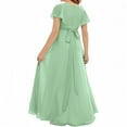 thumbnail image 2 of Chiffon Junior Bridesmaid Dress for Girls V-Neck Flower Girl Dress Formal Dresses -Dusty Sage-2Y, 2 of 9