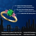 thumbnail image 2 of Gem Stone King 18K Yellow Gold Plated Silver Ring Nano Emerald and Pink Moissanite (1.21 Cttw), 2 of 6