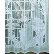 Shower Curtain Floral Design, 12 Hooks, Vinyl Lace Textured, Clear, 72x72 Inches