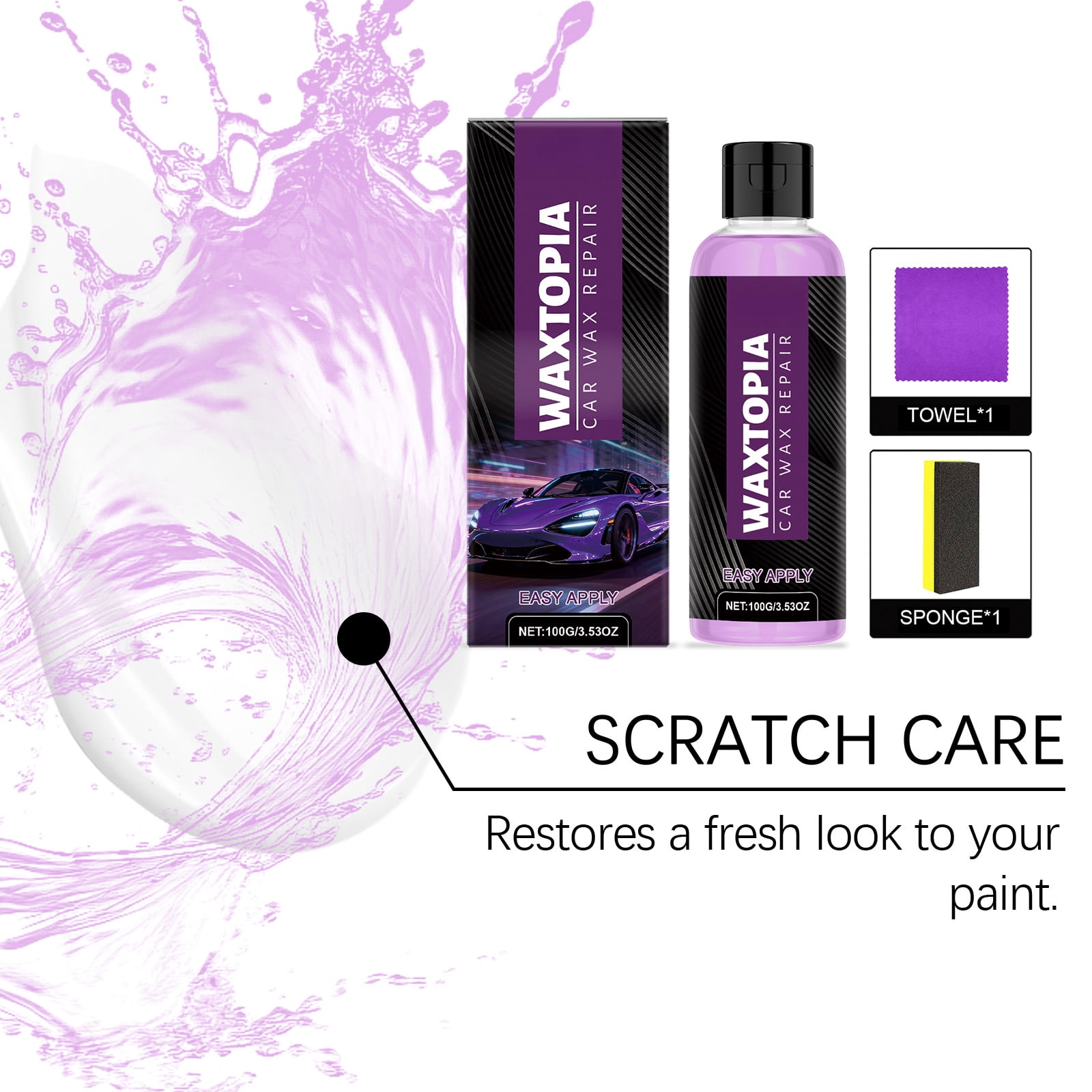 Alvantor Car Scratch Remover Set - Daily Cleaner for Scratches Stains & Luster Restoration, 3.53oz
