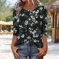 thumbnail image 2 of Women's 3/4 Sleeve Shirts Henley Button up Tops Casual Loose Fit Printed Tee Fashion Blouses Comfy Clothes (XL, Black 1), 2 of 7
